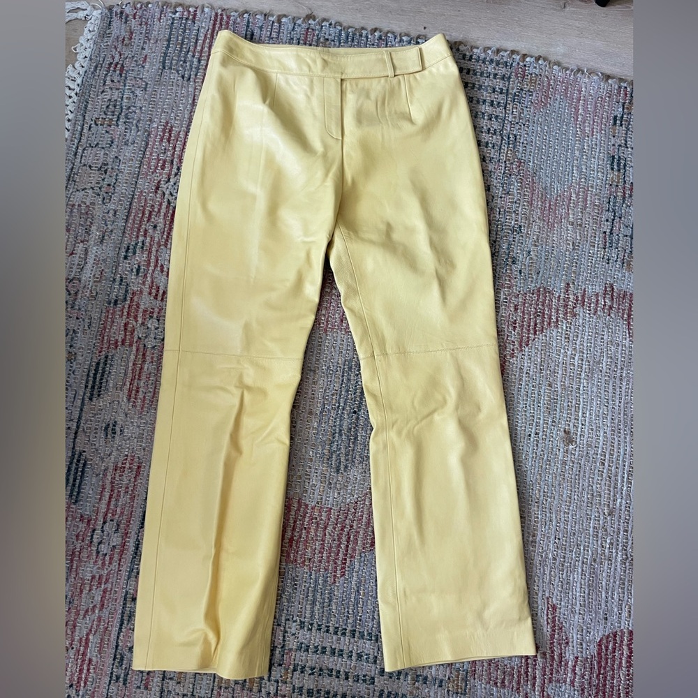 VINTAGE Carlisle Butter Yellow real Leather Pants 12